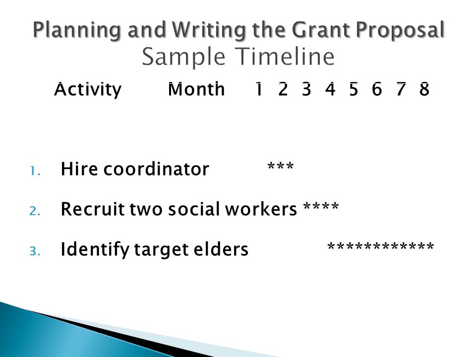 Writing a timeline for a grant proposal